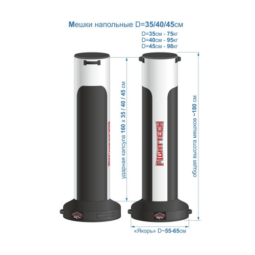 Напольный боксёрский мешок Fighttech D-45 ПВХ